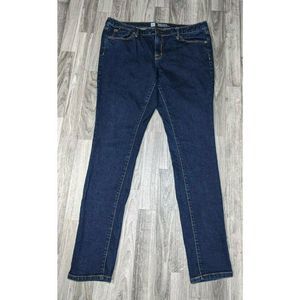 Mossimo Womens Blue Dark Wash Mid Rise Pockets Modern Skinny Denim Jeans Sz 14L
